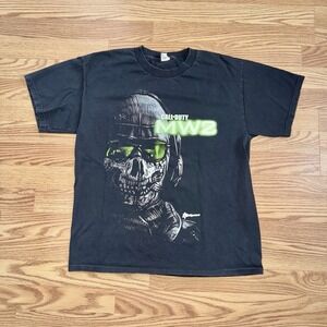 call of duty modern warfare 2 T Shirt Black Infinity Ward Video Game Size L